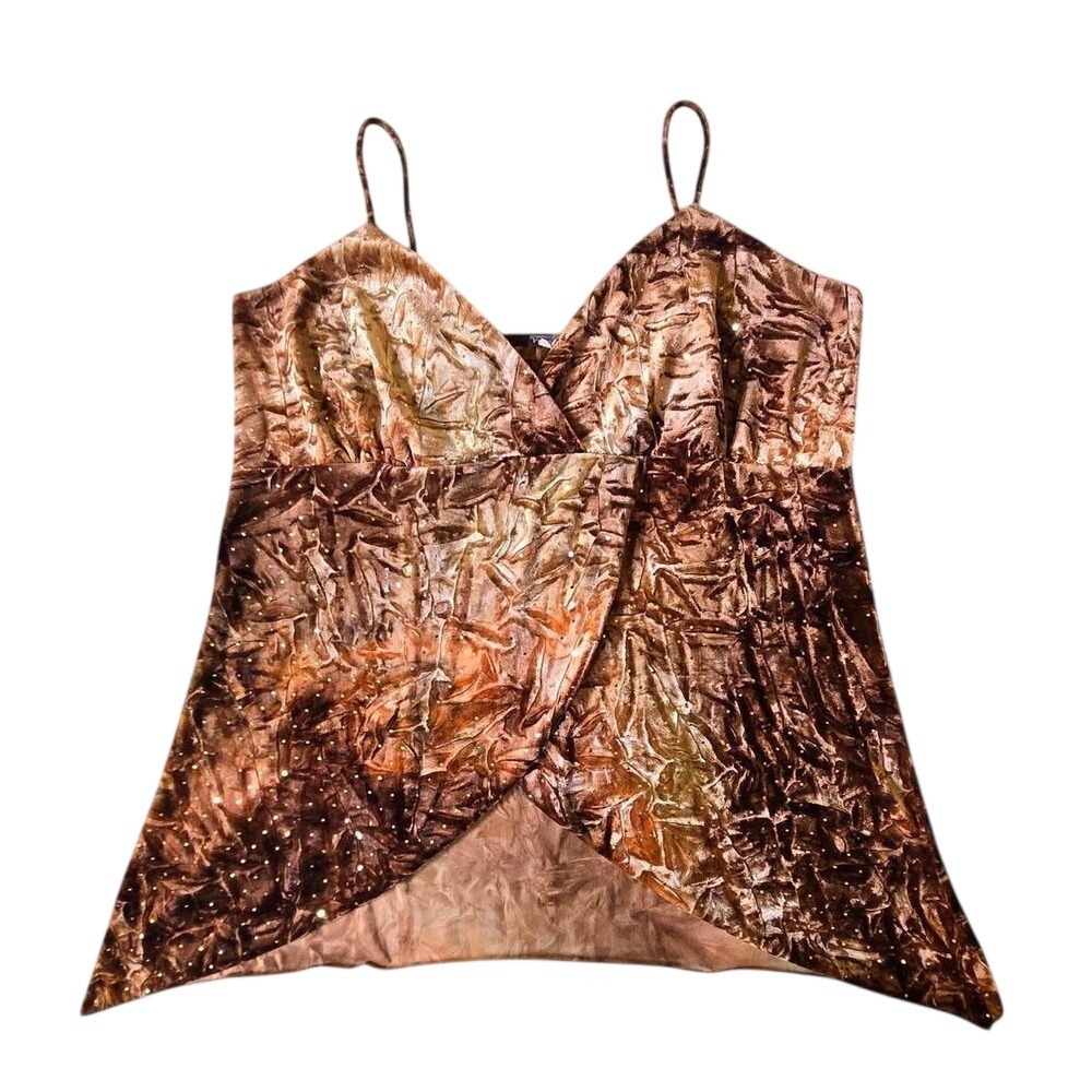 VTG y2k brown velvet fairy tank w/ sequins / Whimsygoth, boho, grunge, earthy